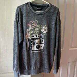 Polaroid Charcoal Sweater with Floral Print